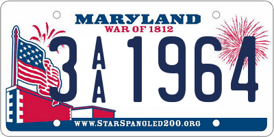 MD license plate 3AA1964