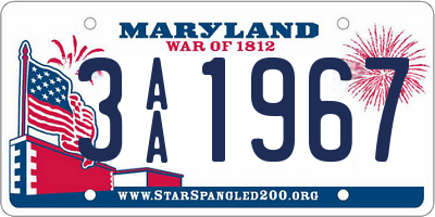 MD license plate 3AA1967