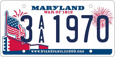 MD license plate 3AA1970