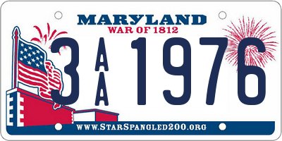 MD license plate 3AA1976