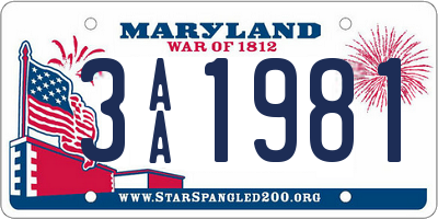 MD license plate 3AA1981