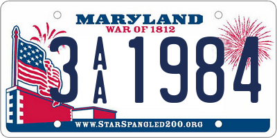 MD license plate 3AA1984