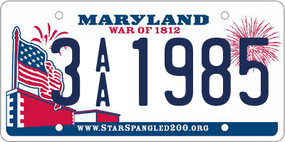 MD license plate 3AA1985