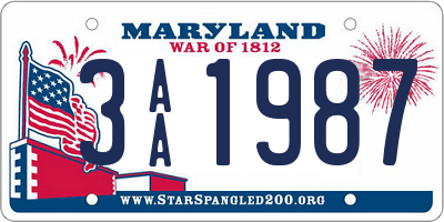 MD license plate 3AA1987