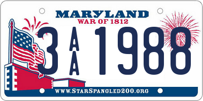 MD license plate 3AA1988