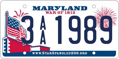 MD license plate 3AA1989