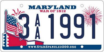 MD license plate 3AA1991