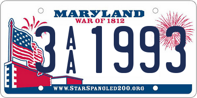 MD license plate 3AA1993