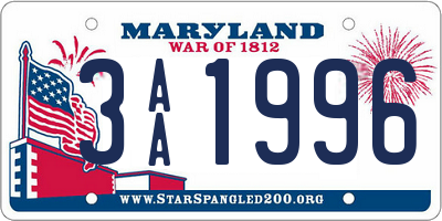 MD license plate 3AA1996