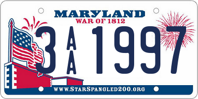 MD license plate 3AA1997