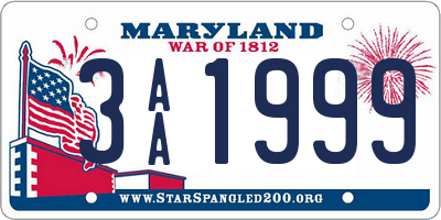 MD license plate 3AA1999