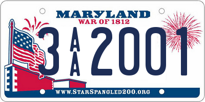 MD license plate 3AA2001