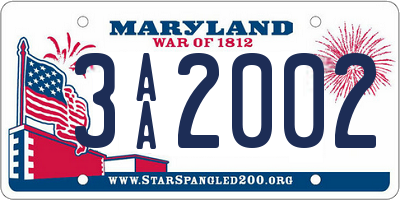 MD license plate 3AA2002