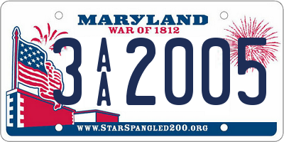 MD license plate 3AA2005