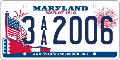 MD license plate 3AA2006