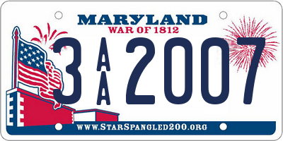 MD license plate 3AA2007