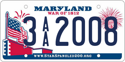 MD license plate 3AA2008