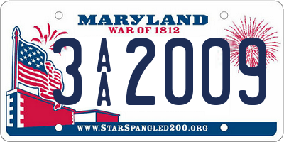 MD license plate 3AA2009