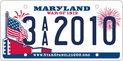 MD license plate 3AA2010