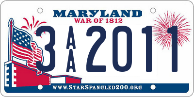 MD license plate 3AA2011