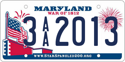 MD license plate 3AA2013