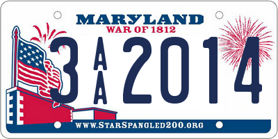 MD license plate 3AA2014