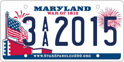 MD license plate 3AA2015