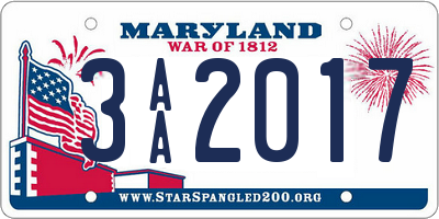 MD license plate 3AA2017