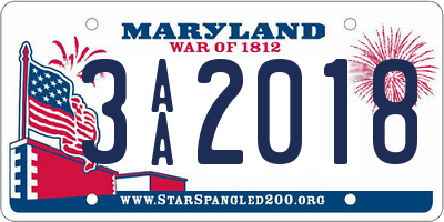 MD license plate 3AA2018