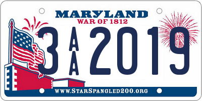 MD license plate 3AA2019