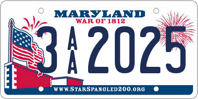 MD license plate 3AA2025