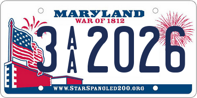 MD license plate 3AA2026