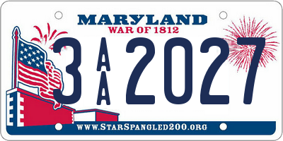 MD license plate 3AA2027