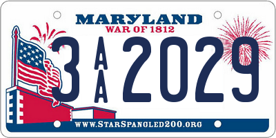 MD license plate 3AA2029