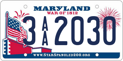 MD license plate 3AA2030