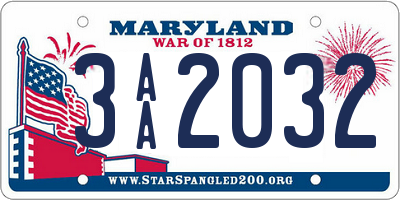 MD license plate 3AA2032