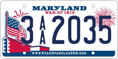 MD license plate 3AA2035