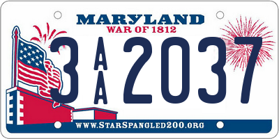 MD license plate 3AA2037