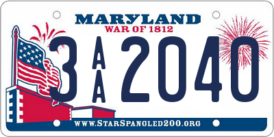 MD license plate 3AA2040