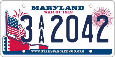 MD license plate 3AA2042