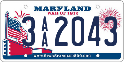 MD license plate 3AA2043