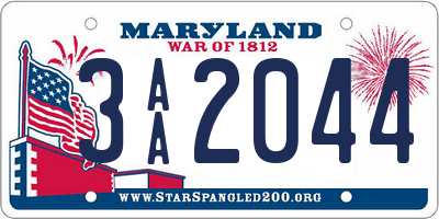 MD license plate 3AA2044