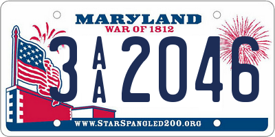 MD license plate 3AA2046