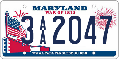 MD license plate 3AA2047