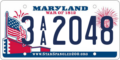 MD license plate 3AA2048