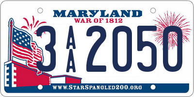 MD license plate 3AA2050