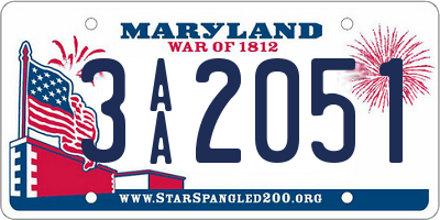 MD license plate 3AA2051