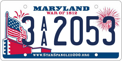 MD license plate 3AA2053