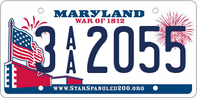 MD license plate 3AA2055