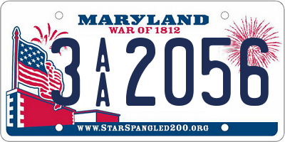 MD license plate 3AA2056